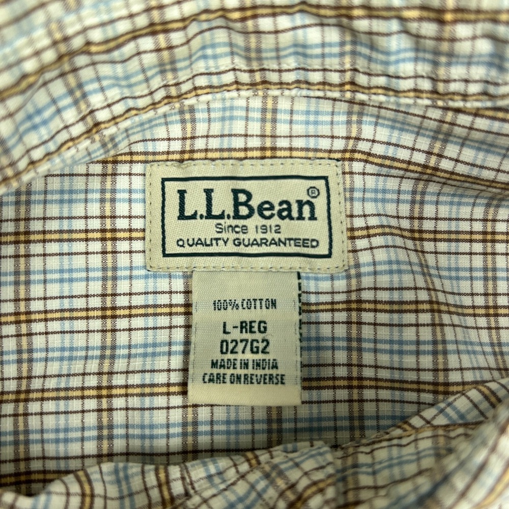 LL Bean Shirt Mens Large Brown Check Long Sleeve Button Up Cotton Outdoors Work - Picture 3 of 13